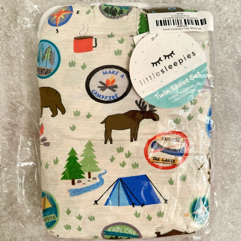 New Little Sleepies Great Outdoors Twin Sheet Set